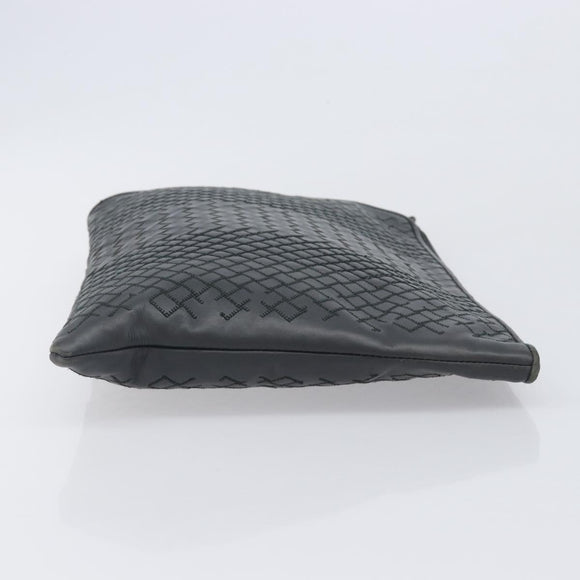 Bottega Veneta INTRECCIATO Clutch Bag Leather Gray Auth 207305V