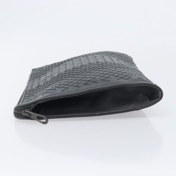 Bottega Veneta INTRECCIATO Clutch Bag Leather Gray Auth 207305V