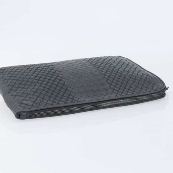 Bottega Veneta INTRECCIATO Clutch Bag Leather Gray Auth 207305V