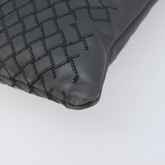 Bottega Veneta INTRECCIATO Clutch Bag Leather Gray Auth 207305V