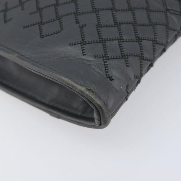 Bottega Veneta INTRECCIATO Clutch Bag Leather Gray Auth 207305V