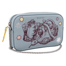 GUCCI Yuko Higuchi Chain Shoulder Bag Leather Light Blue 860648 Auth 207306M-1