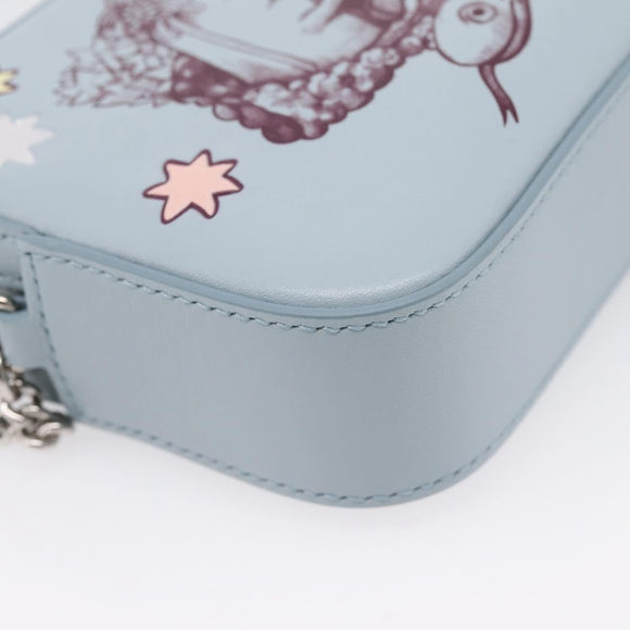 GUCCI Yuko Higuchi Chain Shoulder Bag Leather Light Blue 860648 Auth 207306M