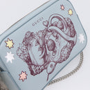 GUCCI Yuko Higuchi Chain Shoulder Bag Leather Light Blue 860648 Auth 207306M-15