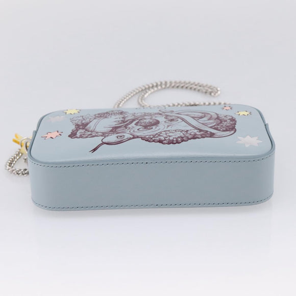GUCCI Yuko Higuchi Chain Shoulder Bag Leather Light Blue 860648 Auth 207306M