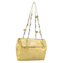 PRADA Chain Shoulder Bag Leather Gold Auth 207307-1