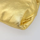 PRADA Chain Shoulder Bag Leather Gold Auth 207307-12