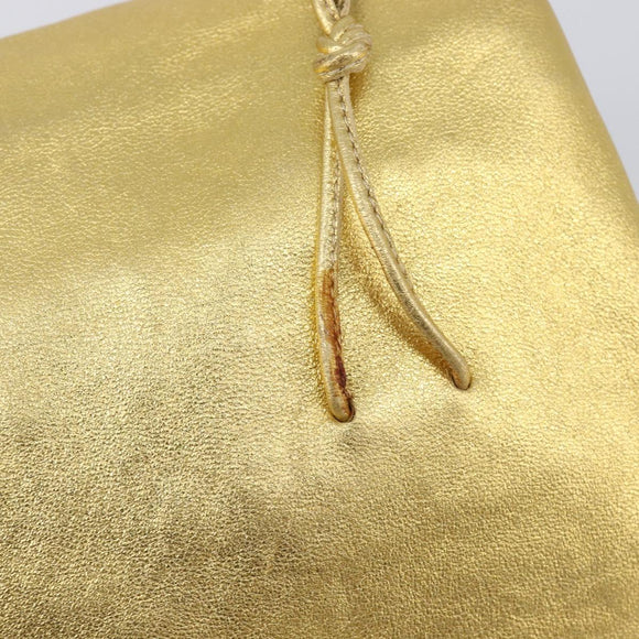 PRADA Chain Shoulder Bag Leather Gold Auth 207307