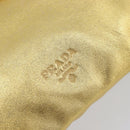 PRADA Chain Shoulder Bag Leather Gold Auth 207307-17
