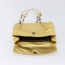 PRADA Chain Shoulder Bag Leather Gold Auth 207307-18