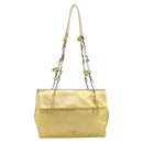 PRADA Chain Shoulder Bag Leather Gold Auth 207307-2