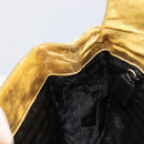 PRADA Chain Shoulder Bag Leather Gold Auth 207307-22
