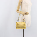 PRADA Chain Shoulder Bag Leather Gold Auth 207307-26