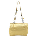 PRADA Chain Shoulder Bag Leather Gold Auth 207307-3