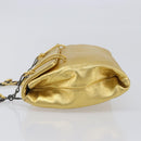 PRADA Chain Shoulder Bag Leather Gold Auth 207307-5