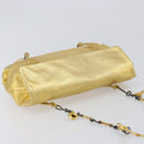 PRADA Chain Shoulder Bag Leather Gold Auth 207307-6