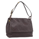 Bottega Veneta INTRECCIATO Shoulder Bag Leather Brown Gold 162117 Auth 207312V-1