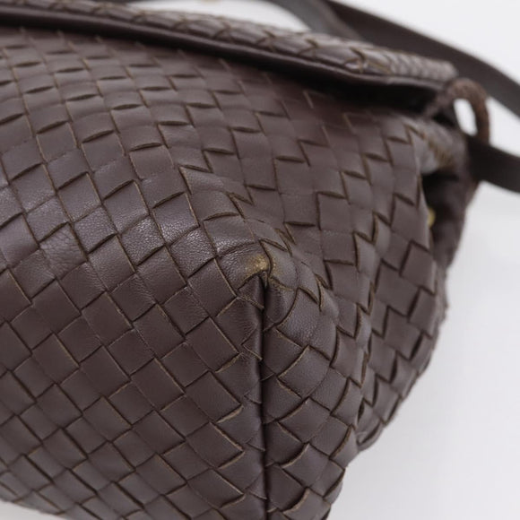 Bottega Veneta INTRECCIATO Shoulder Bag Leather Brown Gold 162117 Auth 207312V