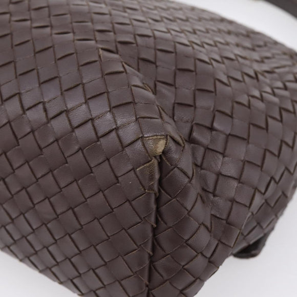 Bottega Veneta INTRECCIATO Shoulder Bag Leather Brown Gold 162117 Auth 207312V