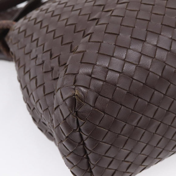 Bottega Veneta INTRECCIATO Shoulder Bag Leather Brown Gold 162117 Auth 207312V