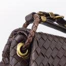 Bottega Veneta INTRECCIATO Shoulder Bag Leather Brown Gold 162117 Auth 207312V-9