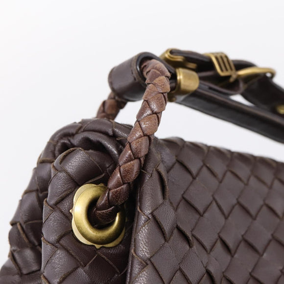 Bottega Veneta INTRECCIATO Shoulder Bag Leather Brown Gold 162117 Auth 207312V