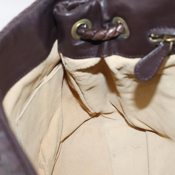 Bottega Veneta INTRECCIATO Shoulder Bag Leather Brown Gold 162117 Auth 207312V