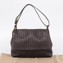 Bottega Veneta INTRECCIATO Shoulder Bag Leather Brown Gold 162117 Auth 207312V-12