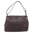Bottega Veneta INTRECCIATO Shoulder Bag Leather Brown Gold 162117 Auth 207312V-2