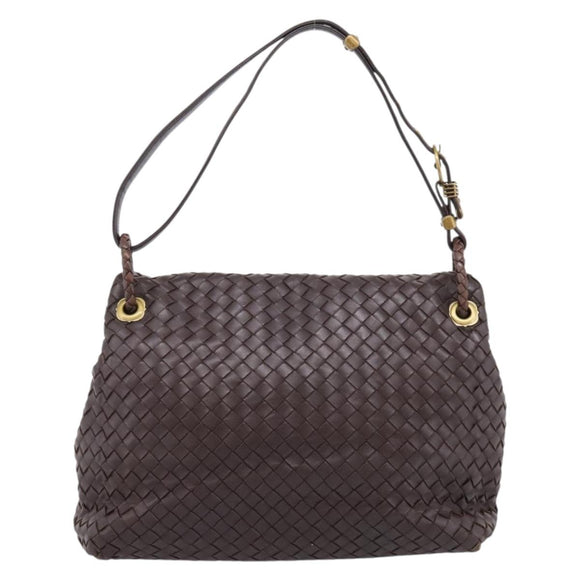 Bottega Veneta INTRECCIATO Shoulder Bag Leather Brown Gold 162117 Auth 207312V