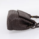 Bottega Veneta INTRECCIATO Shoulder Bag Leather Brown Gold 162117 Auth 207312V-4