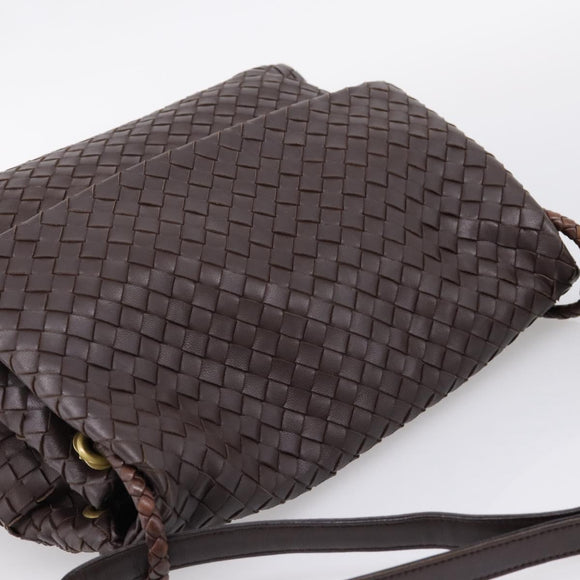 Bottega Veneta INTRECCIATO Shoulder Bag Leather Brown Gold 162117 Auth 207312V