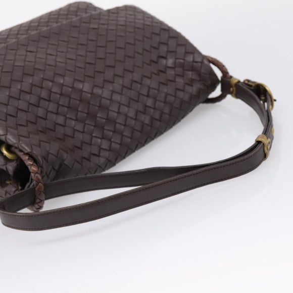 Bottega Veneta INTRECCIATO Shoulder Bag Leather Brown Gold 162117 Auth 207312V