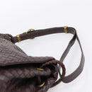 Bottega Veneta INTRECCIATO Shoulder Bag Leather Brown Gold 162117 Auth 207312V-14