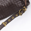 Bottega Veneta INTRECCIATO Shoulder Bag Leather Brown Gold 162117 Auth 207312V-8