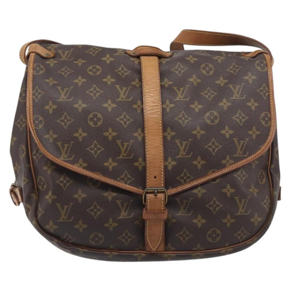 LOUIS VUITTON Monogram Saumur 35 Shoulder Bag M42254 LV Auth 207313