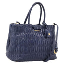 Miu Miu Matelasse Hand Bag Leather 2way Blue Gold Tone Auth 207315V-1
