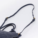 Miu Miu Matelasse Hand Bag Leather 2way Blue Gold Tone Auth 207315V-15