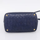 Miu Miu Matelasse Hand Bag Leather 2way Blue Gold Tone Auth 207315V-5