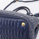 Miu Miu Matelasse Hand Bag Leather 2way Blue Gold Tone Auth 207315V-9