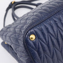 Miu Miu Matelasse Hand Bag Leather 2way Blue Gold Tone Auth 207315V-16