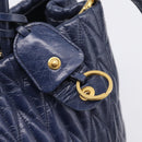 Miu Miu Matelasse Hand Bag Leather 2way Blue Gold Tone Auth 207315V-10