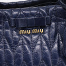 Miu Miu Matelasse Hand Bag Leather 2way Blue Gold Tone Auth 207315V-19