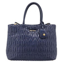 Miu Miu Matelasse Hand Bag Leather 2way Blue Gold Tone Auth 207315V-13