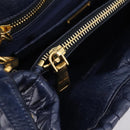 Miu Miu Matelasse Hand Bag Leather 2way Blue Gold Tone Auth 207315V-25