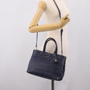 Miu Miu Matelasse Hand Bag Leather 2way Blue Gold Tone Auth 207315V-29