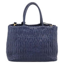 Miu Miu Matelasse Hand Bag Leather 2way Blue Gold Tone Auth 207315V-2