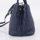 Miu Miu Matelasse Hand Bag Leather 2way Blue Gold Tone Auth 207315V-4