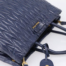 Miu Miu Matelasse Hand Bag Leather 2way Blue Gold Tone Auth 207315V-6