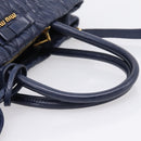 Miu Miu Matelasse Hand Bag Leather 2way Blue Gold Tone Auth 207315V-7